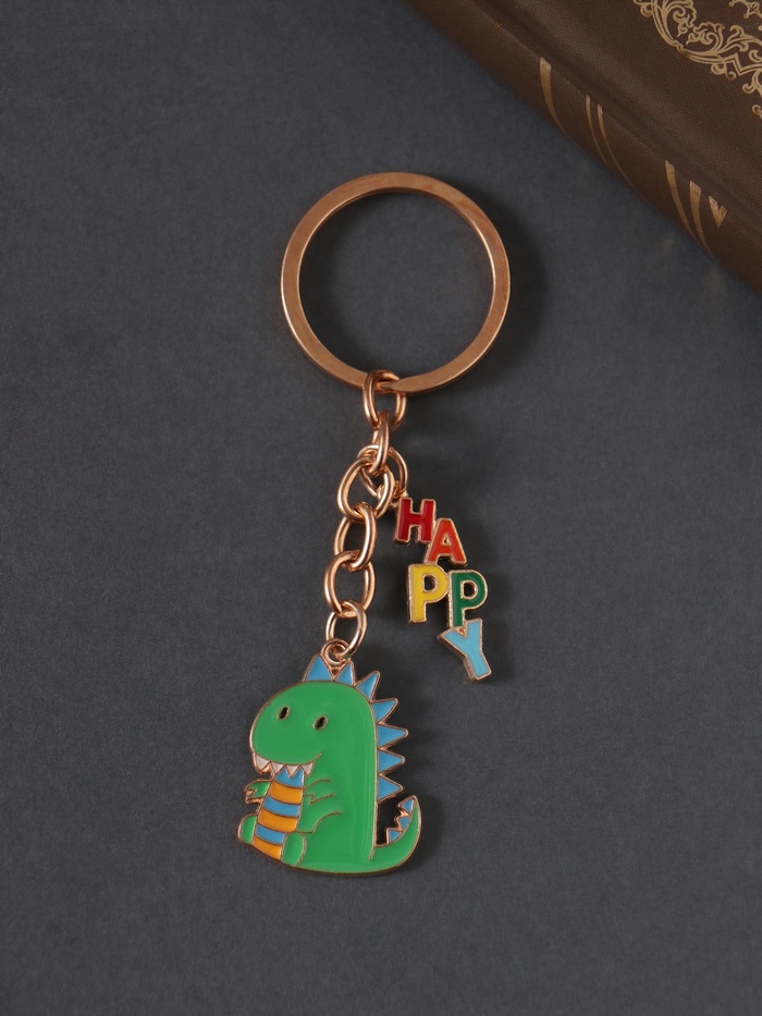 Брелок для ключей на кольце «Счастливый динозавр», металл, эмаль, 9 см