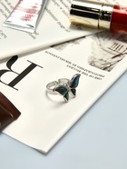 Кольцо безразмерное «Бабочка» галиотис, зелёное в золоте - Фото 3