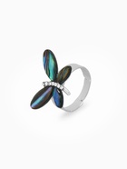 Кольцо безразмерное «Бабочка», галиотис, зелёное в серебре - Фото 1