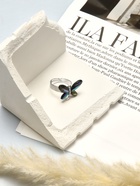 Кольцо безразмерное «Бабочка», галиотис, зелёное в серебре - Фото 3