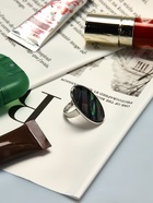 Кольцо «Галиотис» волна, цветное в серебре, безразмерное - Фото 3