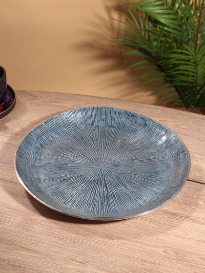 Блюдо, 33.5×33×3 см, алюминий, синее