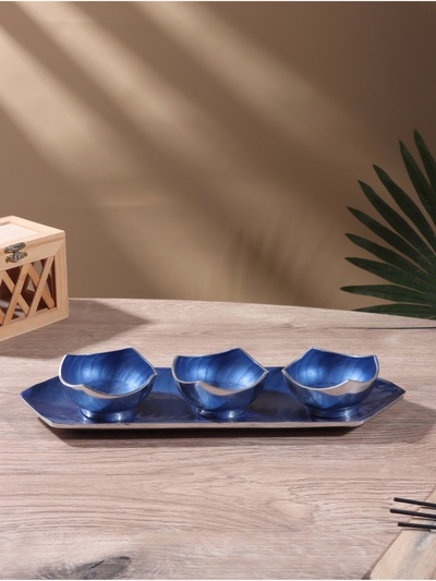 Менажница на подносе «Аква», набор 3 шт., 9×9×5 см, алюминий