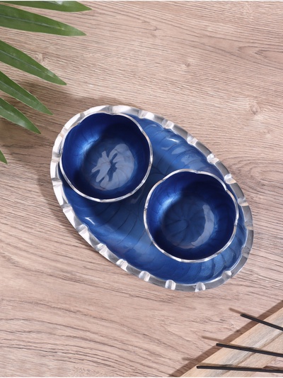 Менажница "Кувшинки" (набор 2 шт) 10х10х5 см, на подносе, алюминий