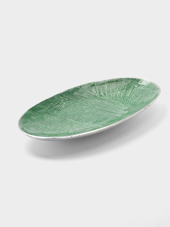 Блюдо, 41×21×4.8 см, алюминий, зелёное - Фото 1