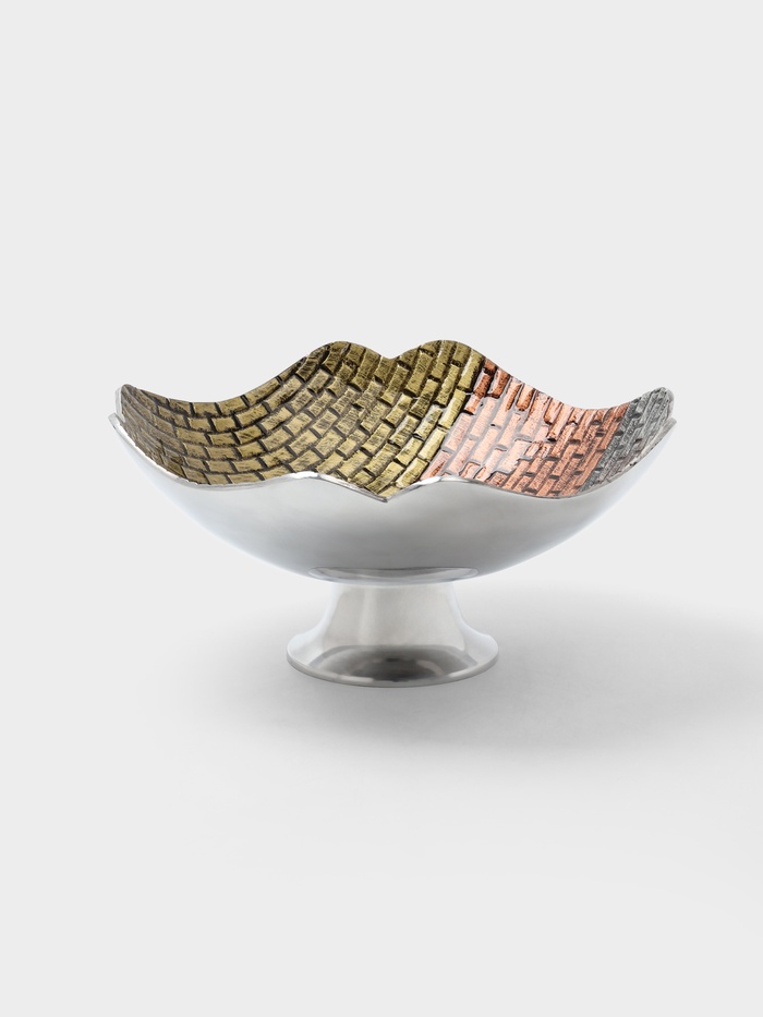 Блюдо сервировочное на ножке, 30×30×15 см, алюминий