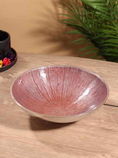 Блюдо, 24×24×7.3 см, алюминий, бордовое