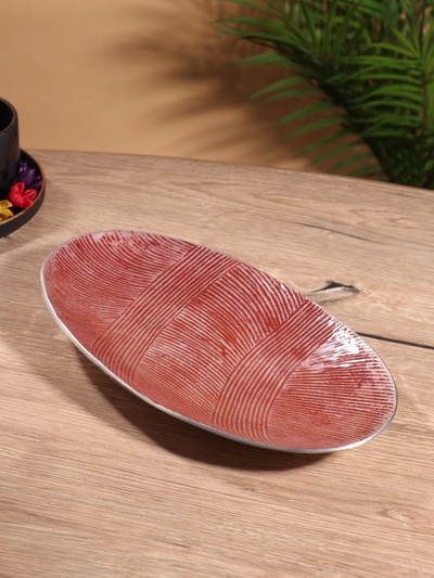 Блюдо, 33×8×4.2 см, алюминий, бордовое