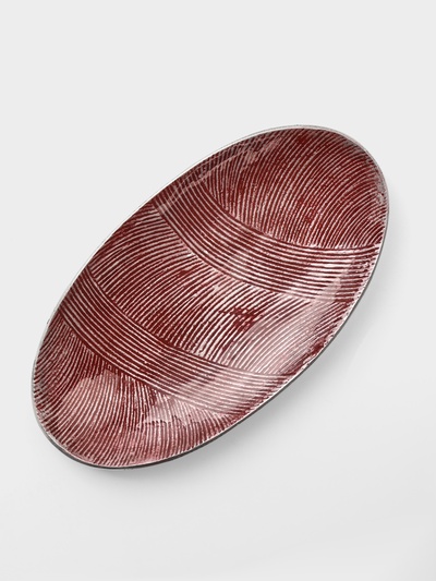 Блюдо, 33×8×4.2 см, алюминий, бордовое