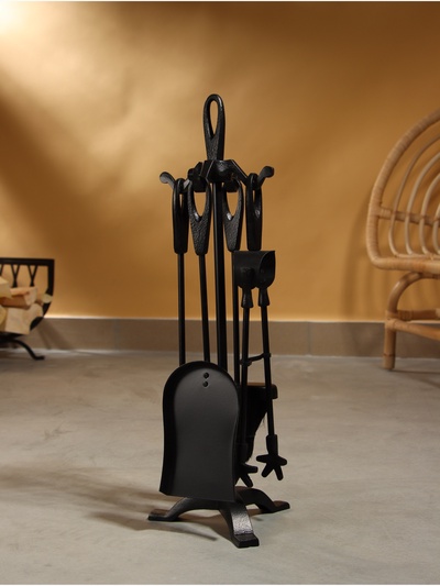 Каминный набор «Огонь», 4 предмета, 17×17×55 см, сталь