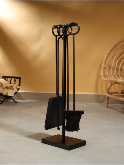 Каминный набор «Уют», 4 предмета, 20×13×60 см, сталь