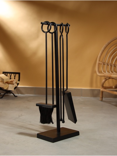 Каминный набор «Уют», 4 предмета, 20×13×60 см, сталь