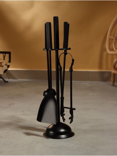 Каминный набор «Пламя», 4 предмета, 13×13×48 см, сталь