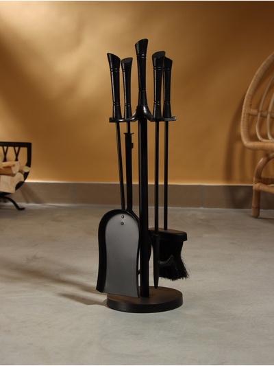 Каминный набор «Уголь», 4 предмета, 16×16×55 см, сталь