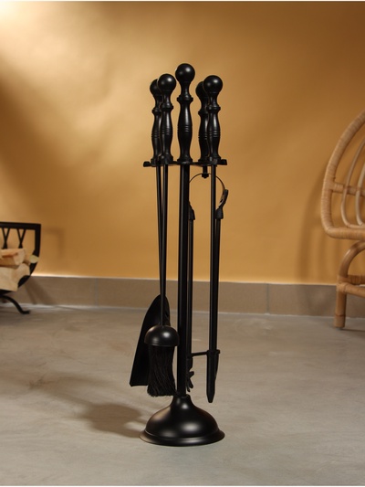 Каминный набор «Дым», 4 предмета, 14×14×64 см, сталь