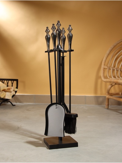 Каминный набор «Отдых», 4 предмета, 15×15×66 см, сталь