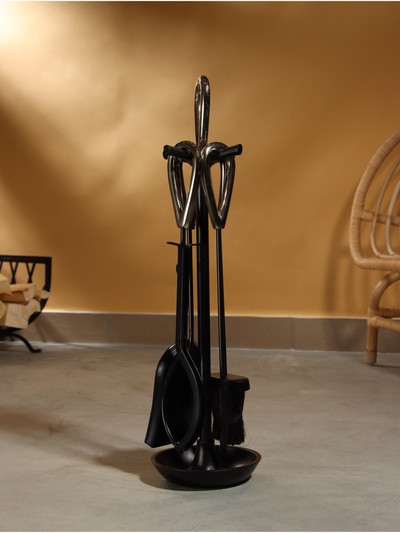 Каминный набор «Уголёк», 4 предмета, 17×17×63 см, сталь