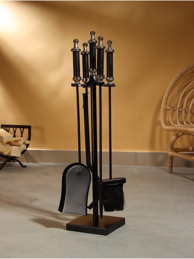 Каминный набор «Огонёк», 4 предмета, 15×15×64 см, сталь