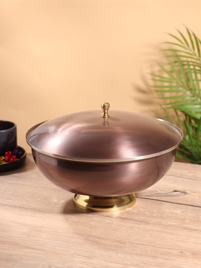 Блюдо глубокое с крышкой «Жемчуг», 27×27×19 см, нержавеющая сталь, покрытие антик