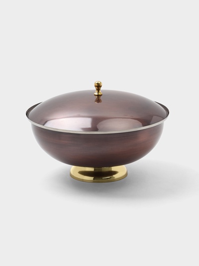 Блюдо глубокое с крышкой «Жемчуг», 27×27×19 см, нержавеющая сталь, покрытие антик