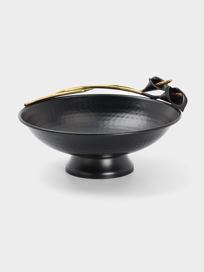 Фруктовница «Чёрные каллы», 21.5×23×9.5 см, нержавеющая сталь, чёрная с золотом