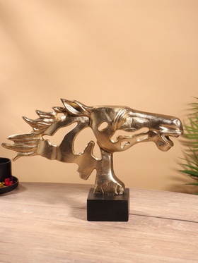 Статуэтка интерьерная «Голова лошади», на подставке, 40×33 см, алюминий, мдф