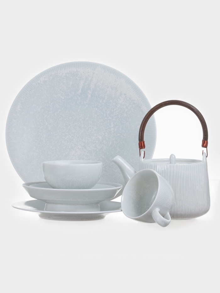 Тарелка глубокая Magistro Willow, d=20.4 см, 800 мл, фарфор, голубая - фото 118025915