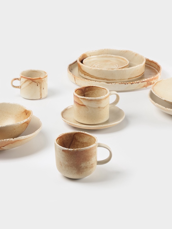 Тарелка с бортиком Magistro Organic brown, d=28.2 см, фарфор, бежевая - фото 117477517