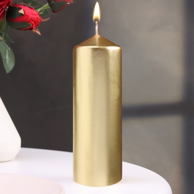 УЦЕНКА Свеча «Столбик», золотая, 5.5×15 см