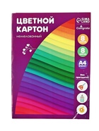 УЦЕНКА Картон цветной А4, 8 листов, 8 цветов, Calligrata, немелованный 220 г/м2, в папке, МИКС 10867612