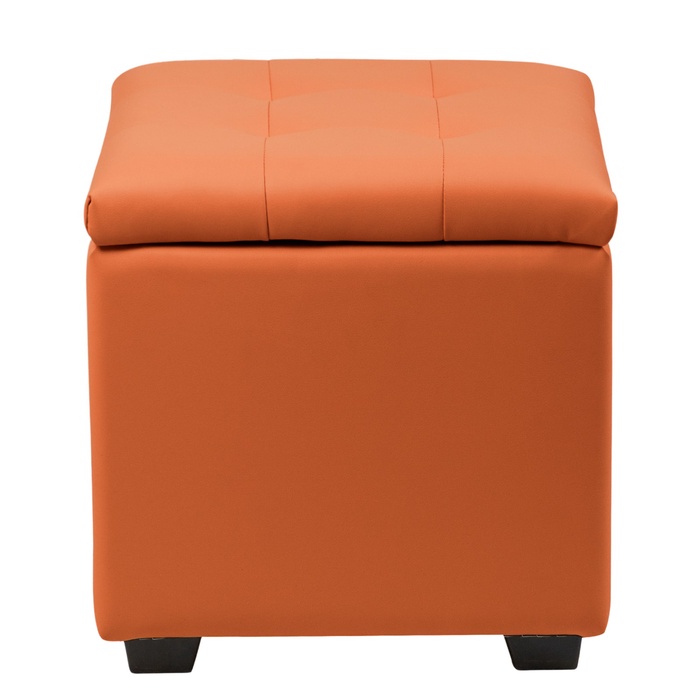 Пуф «Нумо», с ящиком для хранения, 400×400×420 мм, экокожа, цвет оранжевый - Фото 1