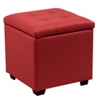Пуф «Нумо», с ящиком для хранения, 400×400×420 мм, экокожа, цвет красный - Фото 1
