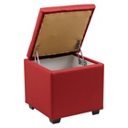 Пуф «Нумо», с ящиком для хранения, 400×400×420 мм, экокожа, цвет красный - Фото 3