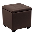 Пуф «Нумо», с ящиком для хранения, 400×400×420 мм, экокожа, цвет коричневый - Фото 1