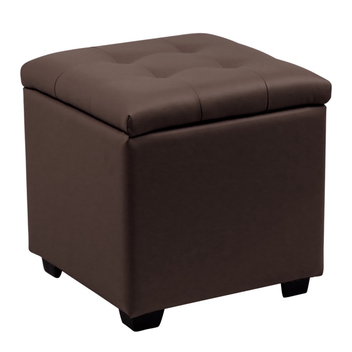 Пуф «Нумо», с ящиком для хранения, 400×400×420 мм, экокожа, цвет коричневый - Фото 1