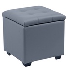 Пуф «Нумо», с ящиком для хранения, 400×400×420 мм, экокожа, цвет серый - Фото 1