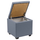 Пуф «Нумо», с ящиком для хранения, 400×400×420 мм, экокожа, цвет серый - Фото 3