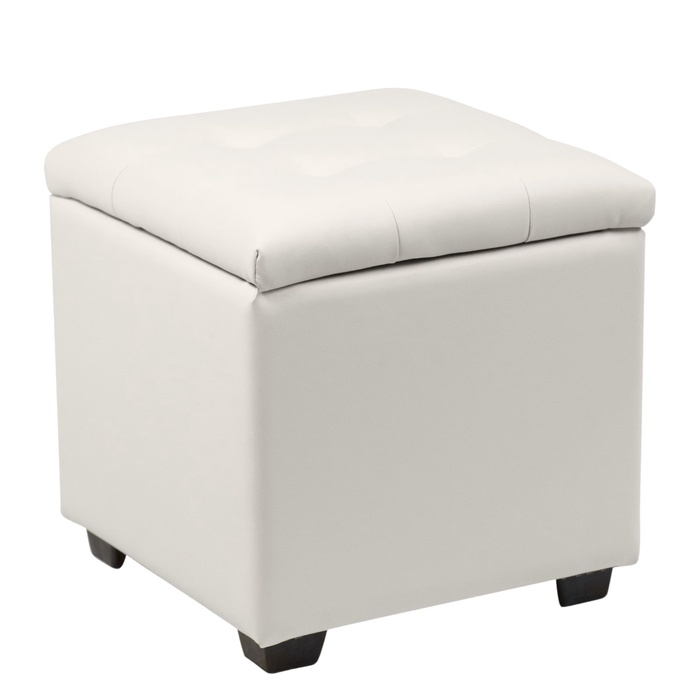 Пуф «Нумо», с ящиком для хранения, 400×400×420 мм, экокожа, цвет белый - Фото 1