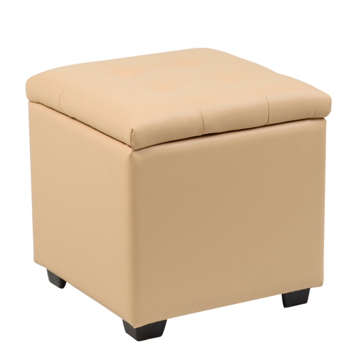 Пуф «Нумо», с ящиком для хранения, 400×400×420 мм, экокожа, цвет бежевый - Фото 1