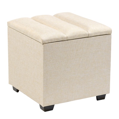 Пуф «Дара», с ящиком, 400×400×410 мм, рогожка, цвет бежевая