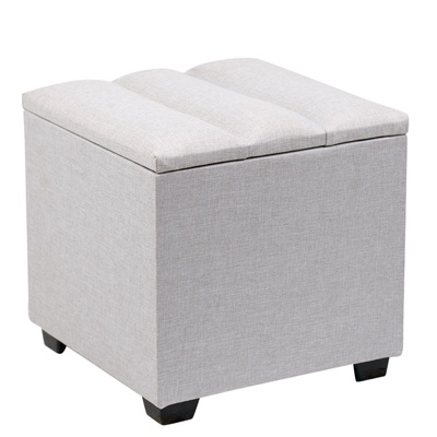 Пуф «Дара», с ящиком, 400×400×410 мм, рогожка, цвет светло-серая