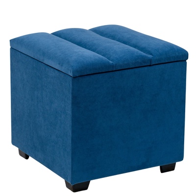 Пуф «Дара», с ящиком, 400×400×410 мм, велюр, цвет синий велюр
