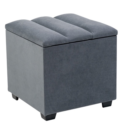 Пуф «Дара», с ящиком, 400×400×410 мм, велюр, цвет серый