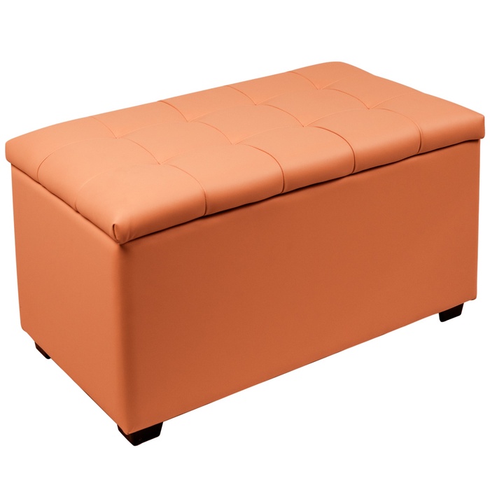 Пуф «Динс», 750×400×420 мм, экокожа, цвет оранжевый - Фото 1