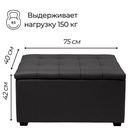 Пуф «Динс», 750×400×420 мм, экокожа, цвет чёрный - Фото 2