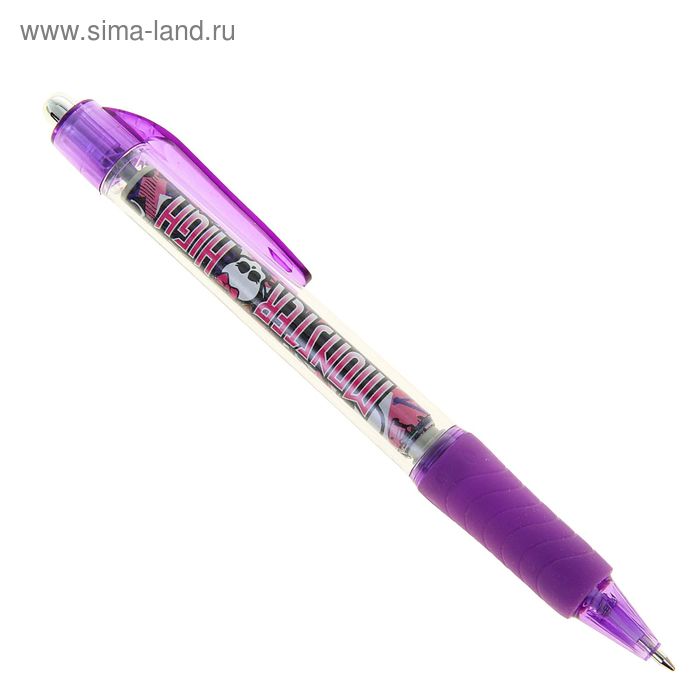 Ручка шариковая автомат дизайн Monster High 0.7 резиновый упор таблица умножения, синяя - Фото 1