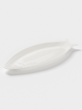 Блюдо для рыбы Доляна White Label, 36×14.5×3 см, фарфор, белое