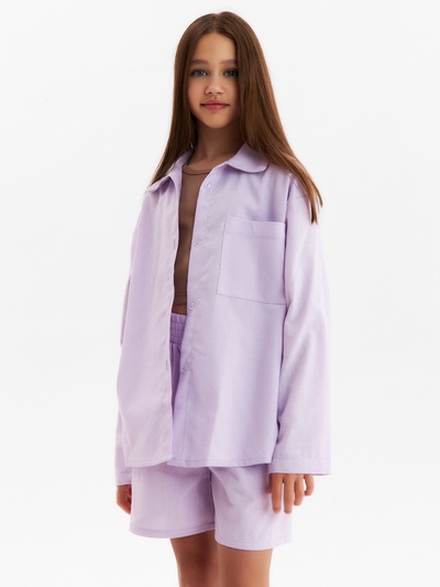 Комплект для девочки (рубашка, шорты) MINAKU, сиреневый, рост 140-146 см