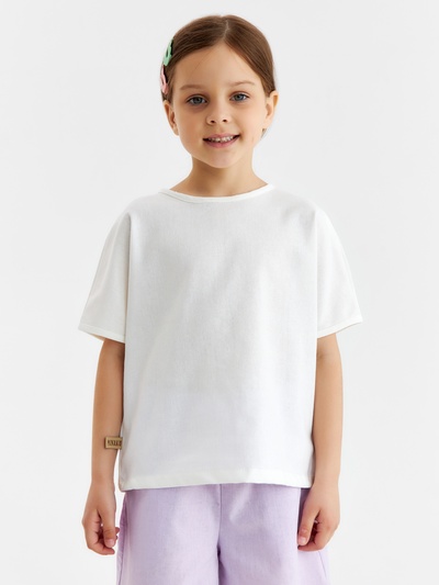 Футболка детская MINAKU, цвет молочный, рост 128 см