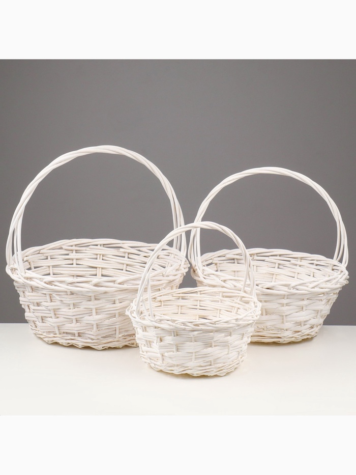 УЦЕНКА Набор корзин плетеных, 40×17,5/40, 34×15/35, 28×13/30 см, 3 шт., ива - Фото 1